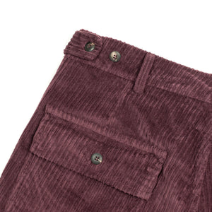 Aartemas fatigue trousers in burgundy irregular wale cotton corduroy