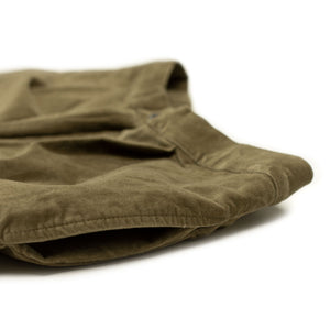 Aavicenna single pleat easy pants in mossy beige cotton velvet