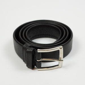 Black soft calf "tubo" tubular dress belt