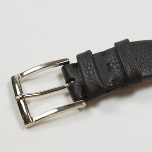 Dark brown soft calf "tubo" tubular dress belt