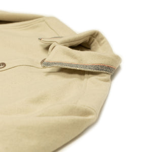 Selvedge blanket shirt jacket in ecru heavyweight wool