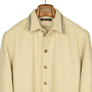 Selvedge blanket shirt jacket in ecru heavyweight wool