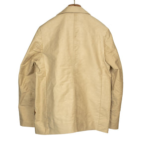 Work jacket in cream and brown burnt molton cotton