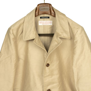 Work jacket in cream and brown burnt molton cotton