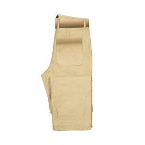 Straight leg trousers in cream and brown burnt molton cotton