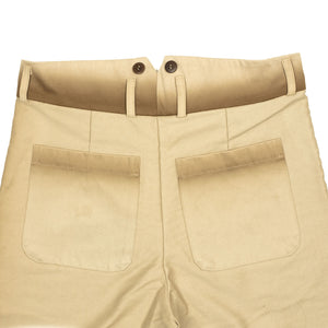 Straight leg trousers in cream and brown burnt molton cotton