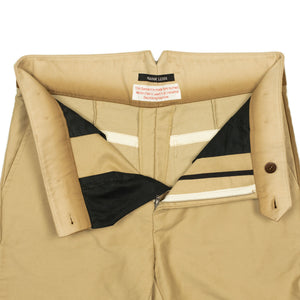 Straight leg trousers in cream and brown burnt molton cotton