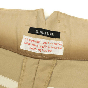 Straight leg trousers in cream and brown burnt molton cotton