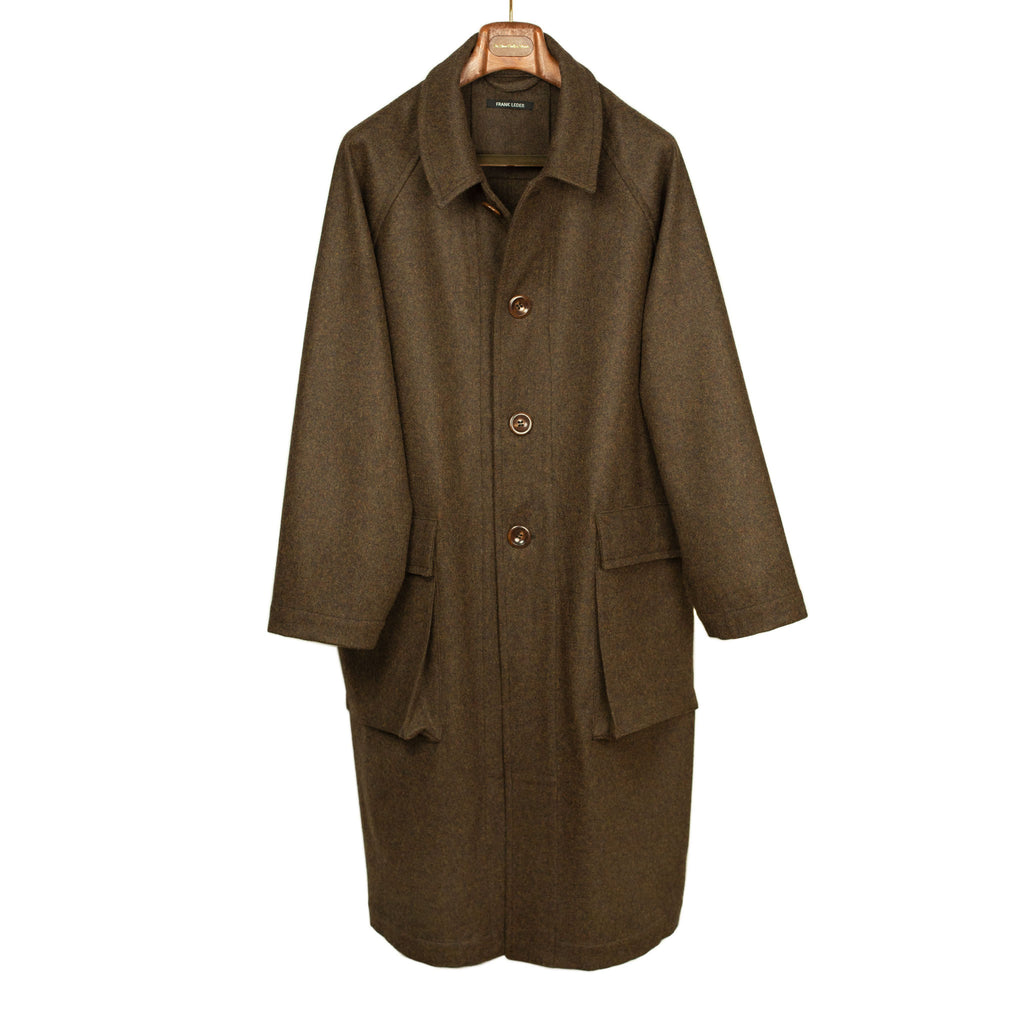Frank Leder Balmacaan coat in chocolate brown loden wool – No Man Walks ...
