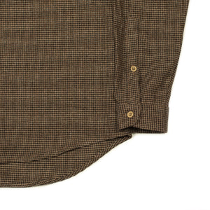 Micro-check shirt in brown wool