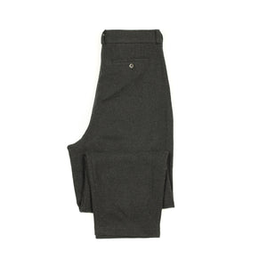 Double pleat trousers in charcoal wool twill