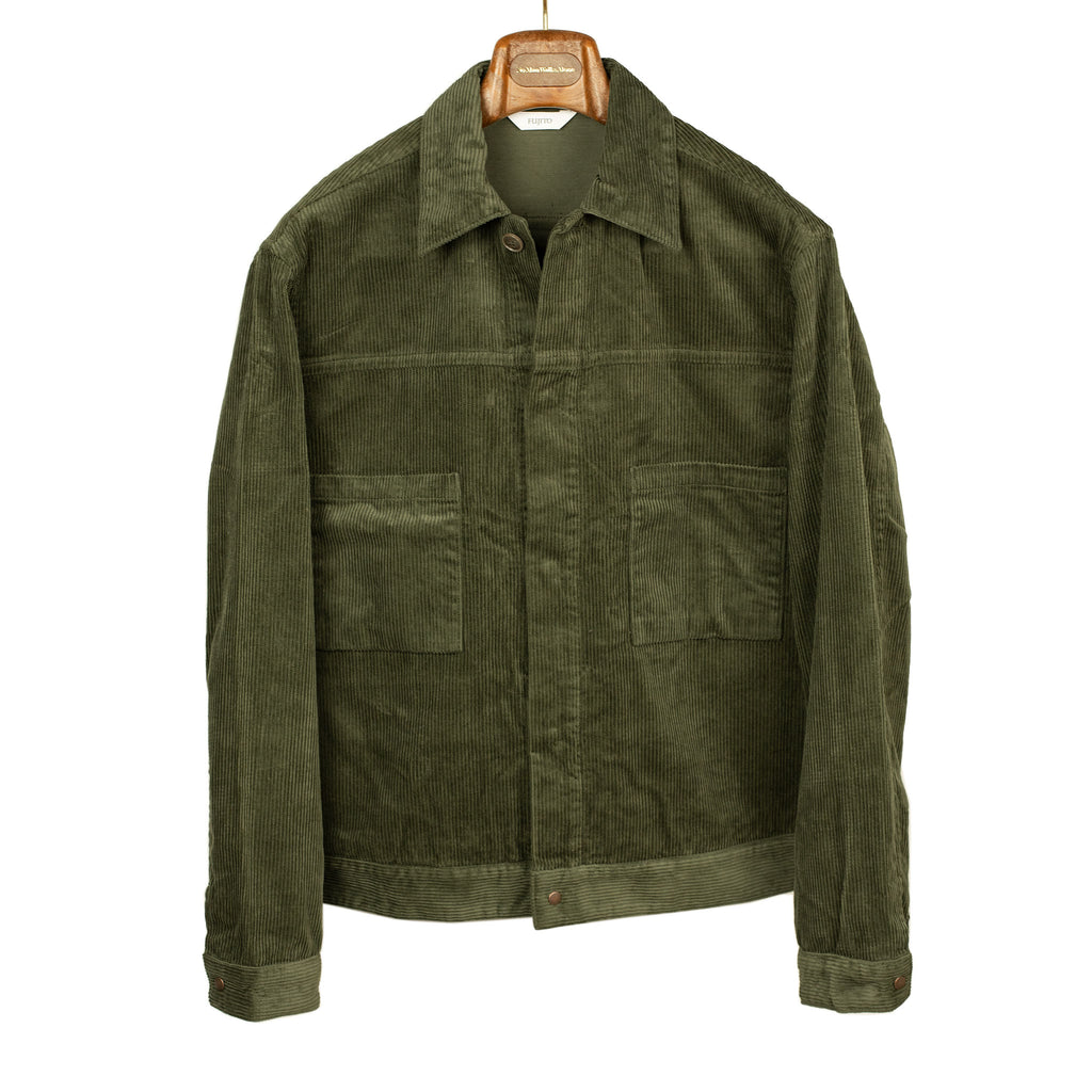Fujito Trucker jacket in olive cotton corduroy – No Man Walks Alone