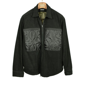 Fleece zip shirt jacket in black poly