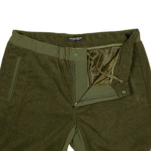 Drawstring trousers in olive poly fleece