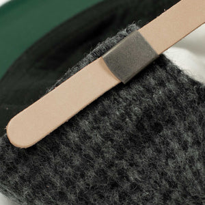 Baseball cap in black & grey check wool/linen
