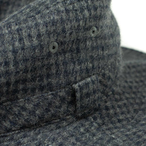 Bush hat black & grey check wool/linen