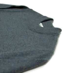 Crewneck sweater in blue melange cashmere