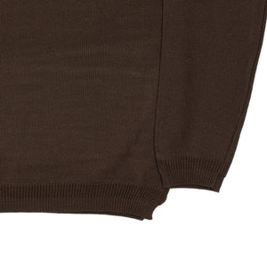 Long sleeve knit t-shirt in chocolate brown cotton