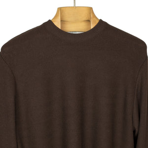 Long sleeve knit t-shirt in chocolate brown cotton