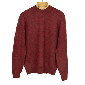 Crewneck sweater in cranberry red wool