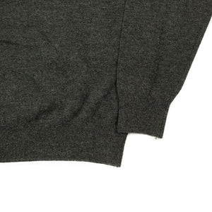 Knit long sleeve polo in charcoal wool/cashmere