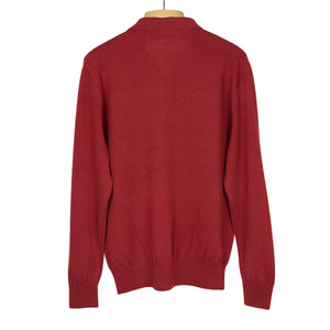 Knit long sleeve polo in cherry red wool/cashmere
