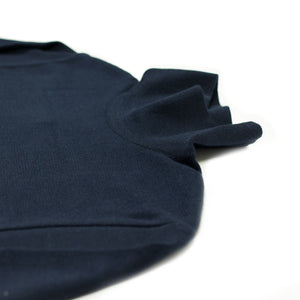 Turtleneck knit t-shirt in navy cotton
