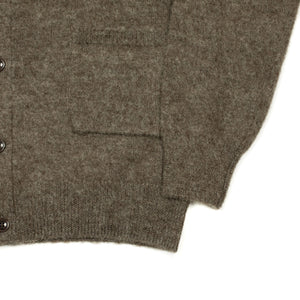 V-neck knit cardigan in taupe brown wool