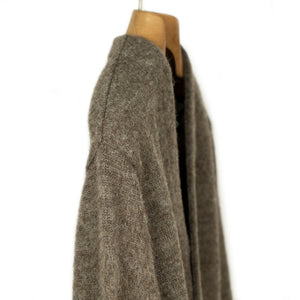 V-neck knit cardigan in taupe brown wool