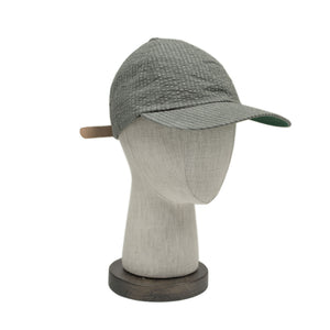 Baseball cap in charcoal and grey cotton seersucker