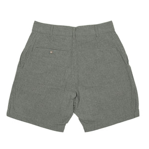 Safari shorts in charcoal and grey stripe cotton seersucker