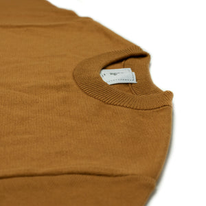 Exclusive collab short sleeve pocket knit t-shirt in caramel brown