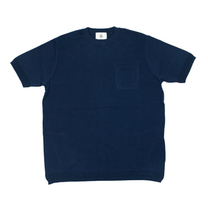 Exclusive collab short sleeve pocket knit t-shirt in inky navy