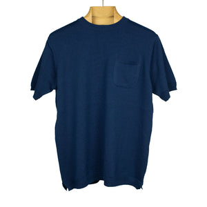 Exclusive collab short sleeve pocket knit t-shirt in inky navy