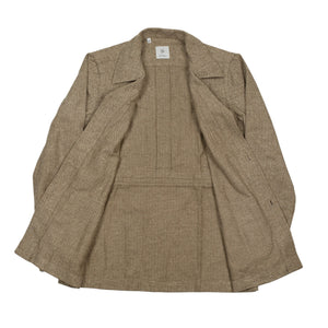 Exclusive Sahariana shirt jacket in cotton and wool herringbone, brown/beige (restock)