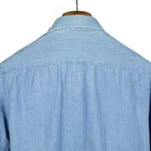 Japanese washed denim cotton shirt, buttoned collar (restock)
