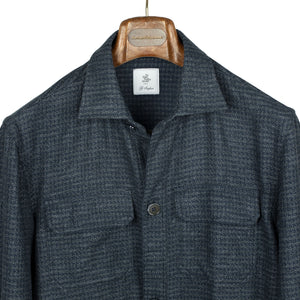 "Giubbottino" shirt jacket in navy & grey houndstooth cotton jacketing (restock)