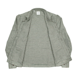 "Giubbottino" shirt jacket in beige, green and taupe houndstooth wool