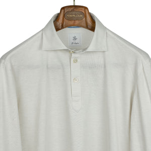 Cream cotton pique polo shirt, soft collar (restock)