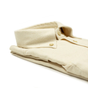 Twill cotton flannel buttoned collar shirt, ecru (restock)