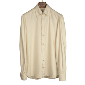 Twill cotton flannel buttoned collar shirt, ecru (restock)