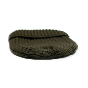 Chunky ribbed wool cap in olive green (restock)