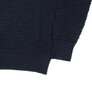 Bubble stitch rollneck in navy merino wool (restock)