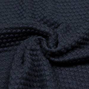 Bubble stitch rollneck in navy merino wool (restock)