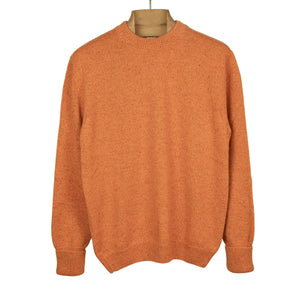 Crewneck sweater in orange merino wool and alpaca mix