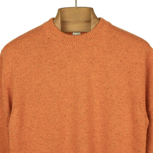 Crewneck sweater in orange merino wool and alpaca mix