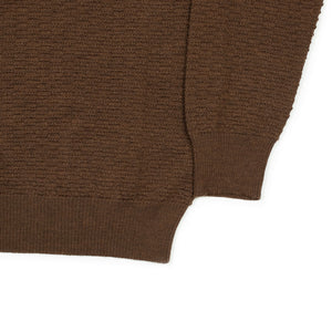 Dash stitch lightweight crewneck sweater in rusty brown merino wool (restock)