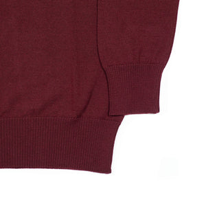 Knit long sleeve polo in burgundy merino wool (restock)