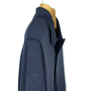 Knit long sleeve polo in navy merino wool (restock)