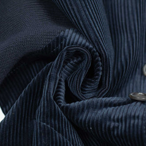 Mixed material blouson in navy corduroy and merino wool knit (restock)